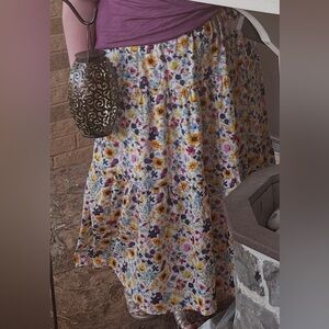 Old Navy Floral Tiered Maxi Skirt XXL Boho Cottagecore Yellow Blue Purple